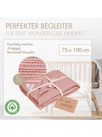 Räuberella Musselin Decke zartes Rosenholz in Rosa -100 x 75 cm