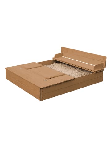 roba Sandkasten aufklappbar zu 2 Bänken - Massivholz - Wetterfest - Teakholzfarben