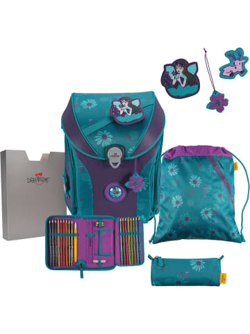 DerDieDas Ergoflex Max Superflash Schulranzen Set  5-tlg. Fairy Flower in blau