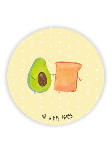 Mr. & Mrs. Panda Rund Magnet Avocado Toast ohne Spruch in Gelb Pastell