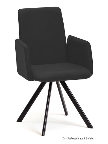 58 aufm Kessel ARMLEHNSTUHL drehbar (8er-Set) Denys 52x92x60 Schwarz/Anthrazit