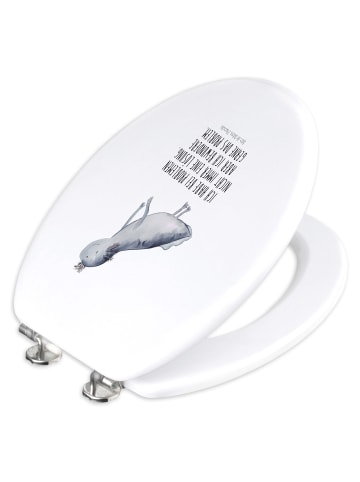 Mr. & Mrs. Panda Toilettendeckel Axolotl Schwimmen mit Spruch in Weiß