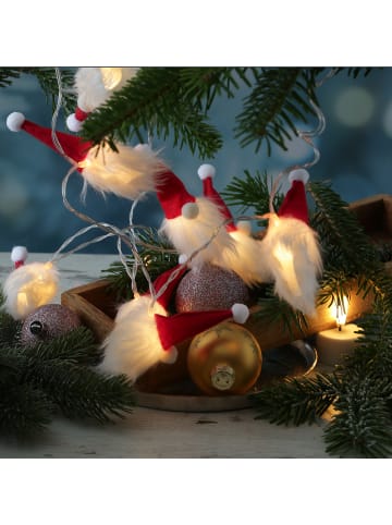 MARELIDA LED Lichterkette Wichtel 10 Weihnachtswichtel L: 1,3m in rot, weiß
