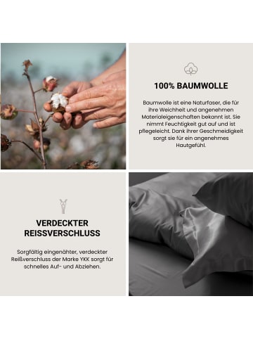 Schiesser Satin Kissenhüllenset Ella 2-teilig in Dunkelgrau