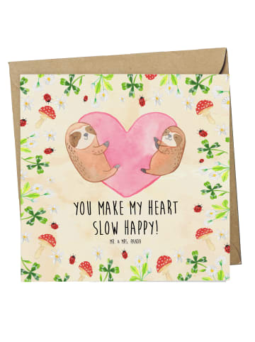 Mr. & Mrs. Panda Einladungskarte Faultiere Herz mit Spruch in Naturpapier