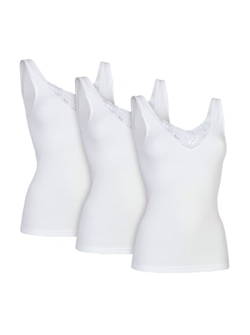 Erwin Müller Baumwolle, Feinripp Unterhemd 3er-Pack kochfest in weiß