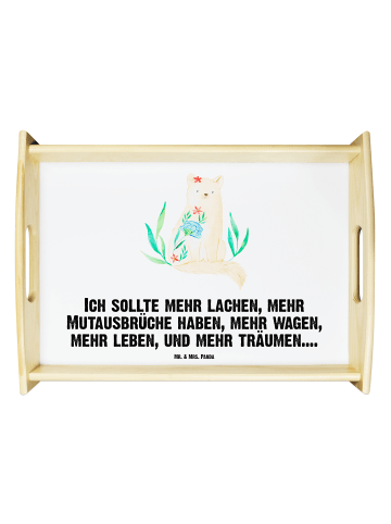 Mr. & Mrs. Panda Serviertablett Katze Blumen mit Spruch in Weiß