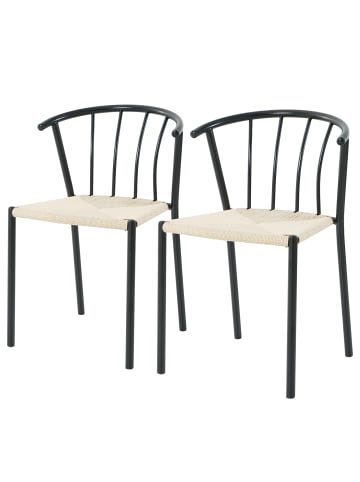 home24 home24 Esszimmerstuhl 2er-Set aus pulverbeschichtetem Eisen in Schwarz, 52 x 78 x 51 cm in Beige