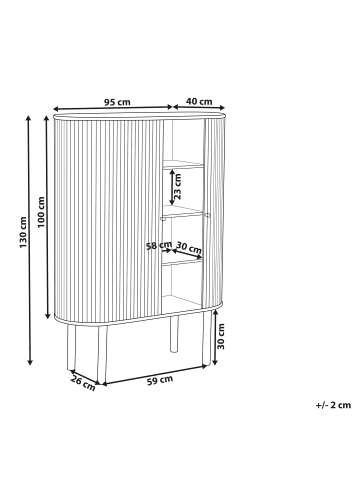 Beliani Sideboard MANARA in Braun - (W) 95 x (H) 130 x (L) 40 cm