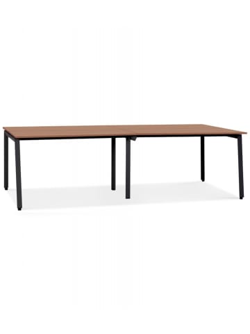 KADIMA DESIGN Doppelschreibtisch aus Holz mit Metallgestell | Modern Elegant in Braun-Schwarz