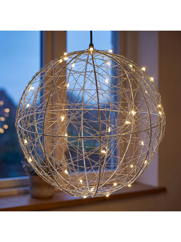 relaxdays LED Dekokugel in Silber - Ø 30 cm