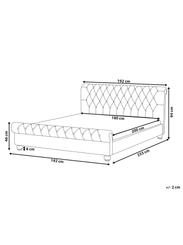 Beliani Doppelbett AVALLON in Grün/Braun - (W) 192 x (H) 94 x (L) 233 cm