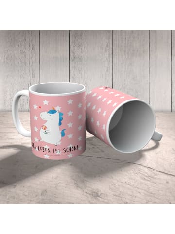 Mr. & Mrs. Panda Plastikbecher Einhorn Spaziergang mit Spruch in Rot Pastell