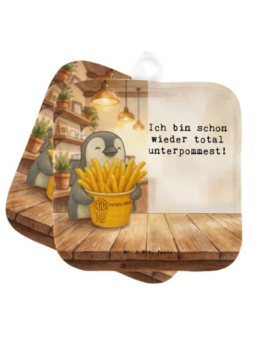 Mr. & Mrs. Panda Topflappen Pinguin Pommes Eimer Design mit Spruch in Weiß