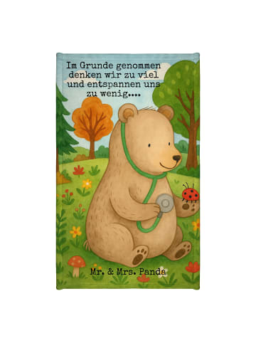 Mr. & Mrs. Panda Gästehandtuch Bär Arzt Design mit Spruch in Weiß