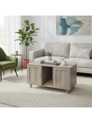 relaxdays Katzenschrank in Graubraun - (B)120 x (H)65 x (T)52 cm