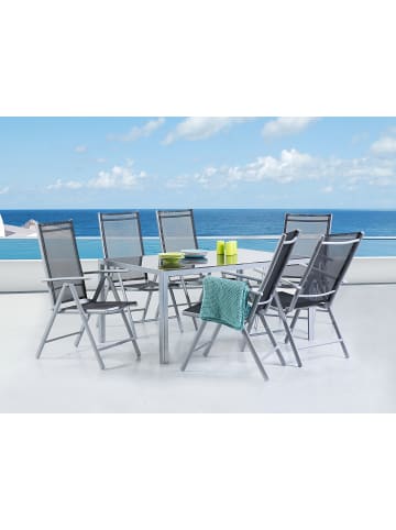 Beliani 7-tlg Gartentisch Set CATANIA in Schwarz/Silber