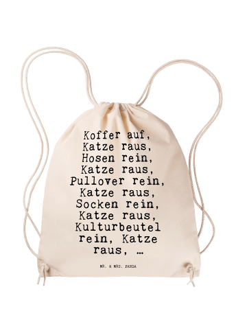 Mr. & Mrs. Panda Stofftasche Koffer auf, Katze raus,... mit Spruch in Creme