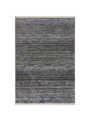 KADIMA DESIGN Geometrischer Wohnzimmer-Teppich in Naturfarben in Blau