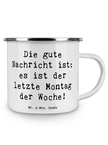Mr. & Mrs. Panda Camping Emaille Tasse Spruch Hoffnung Montag mi... in Weiß