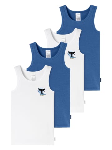Schiesser Unterhemd Fine Rib Multi in blau,weiß