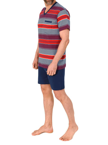 NORMANN Kurzarm Schlafanzug Shorty Pyjama Übergrößen in rot