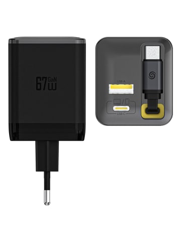 Dudao A67EU GaN 67W Ladegerät mit USB C Kabel Schwarz