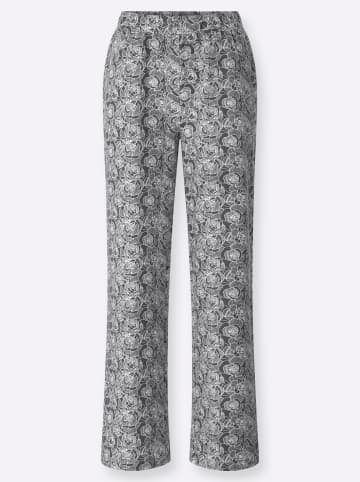 Sieh an! Freizeithose in anthrazit-ecru-bedruckt