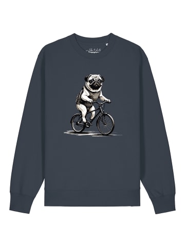 wat? Apparel Sweatshirt Mops auf Fahrrad in India Ink Grey