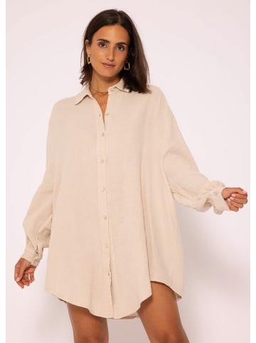 SASSYCLASSY Oversize Musselin Bluse in Beige