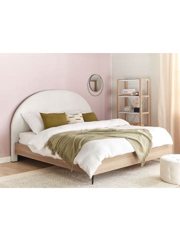 Beliani Doppelbett MILLAY in Weiß/Heller Holzfarbton/Schwarz