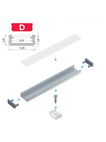 LED Line LED Aluminium Eckprofil PD-C 1 Meter Aluprofil Leiste Silber in Silber