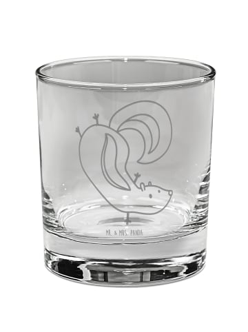 Mr. & Mrs. Panda Gravur Glas Stinktier Handstand ohne Spruch in Transparent