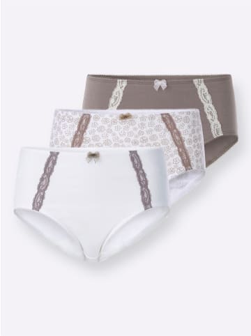 Sieh an! Hüftslip in ecru-taupe-bedruckt + ecru + taupe