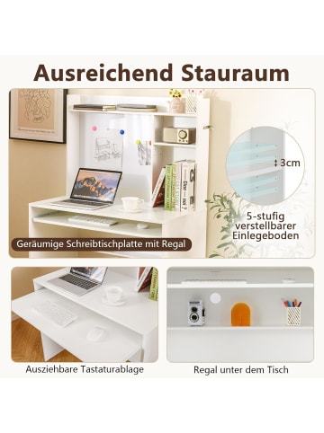 COSTWAY Schreibtisch mit magnetischer Pinnwand 89 x 50 x 138 cm in Weiß
