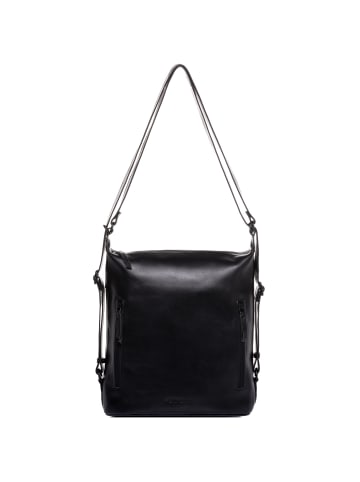 FEYNSINN Leder-2in1 Schultertasche & Rucksack echt Leder Bucket-drawstring groß schwarz in schwarz