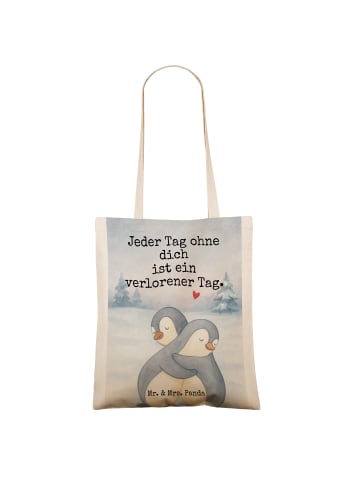Mr. & Mrs. Panda Tragetasche Pinguine Kuscheln Design mit Spruch in Weiß