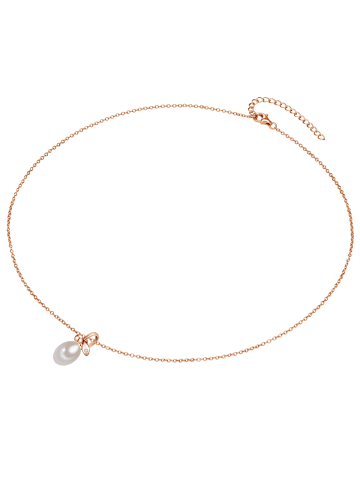 Valero Pearls Halskette Sterling Silber Zirkonia Süßwasser-Zuchtperle in roségold