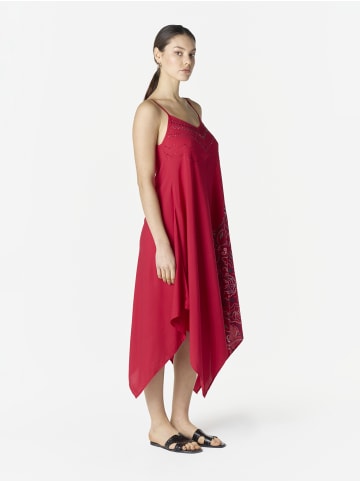 KOROSHI Langer Kleid mit bedruckten, spitzen Trägern in rot