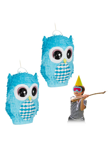 relaxdays 2 x Pinata Eule in Blau