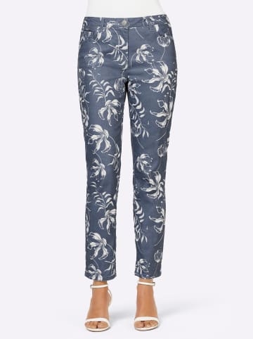 creation L 5-Pocket-Jeans in jeansblau-weiß-bedruckt