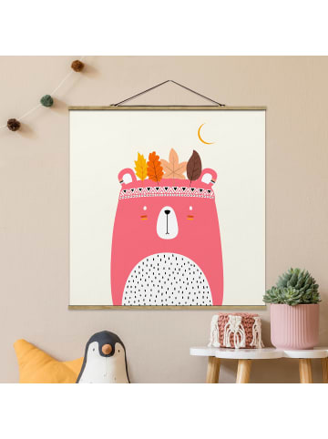 WALLART Stoffbild mit Posterleisten - Indianerbär Pink in Pink