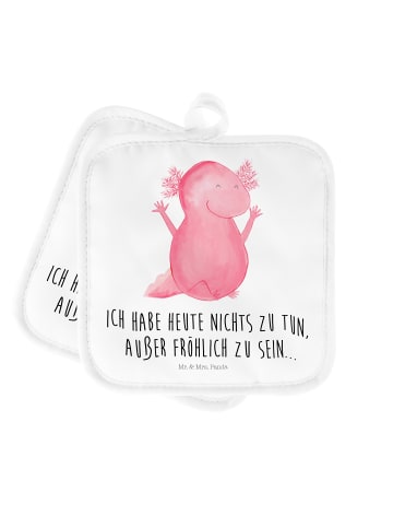 Mr. & Mrs. Panda Topflappen Lustig Axolotl Hurra mit Spruch in Weiß