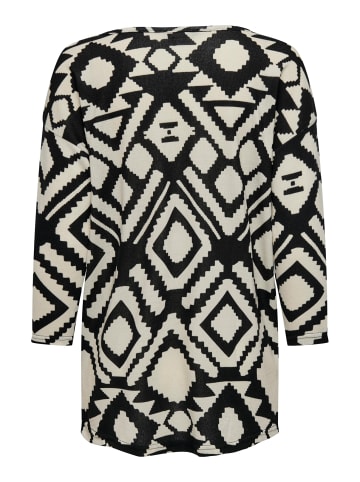 ONLY Print 3/4 Arm Shirt Dünner Rundhals Muster Pullover ONLELCOS in Beige-Schwarz