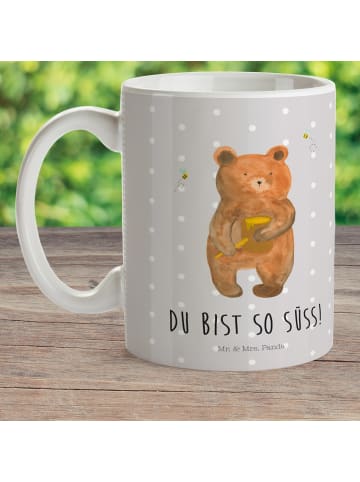 Mr. & Mrs. Panda Kindertasse Bär Honig mit Spruch in Grau Pastell
