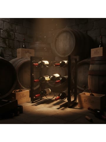 relaxdays Weinregal in Schwarz - (B)35 x (H)36 x (T)17 cm