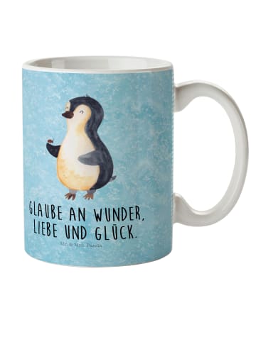 Mr. & Mrs. Panda Kindertasse Pinguin Marienkäfer mit Spruch in Eisblau