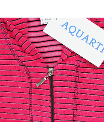 Aquarti Aquarti Damen Bademantel Reißverschluss Streifenmuster in pink