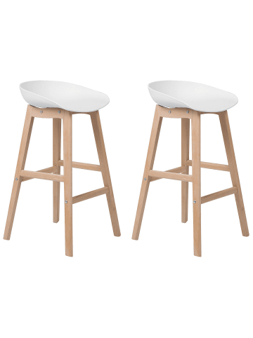 Beliani 2er-Set Barhocker MICCO in Weiß/Braun