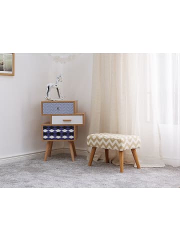 Beliani Hocker TAKOMA in Beige/Weiß/Braun - (W) 50 x (H) 35 x (L) 30 cm